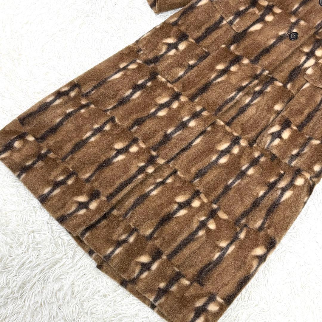 【極美品】フェラガモ チェスターコート アルパカ混 モヘヤ混 マキシ丈 ブラウン