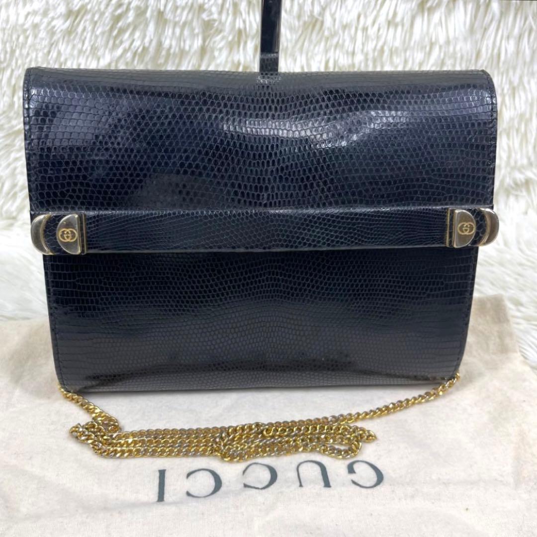 希少品‼️GUCCI ショルダーバッグ　ゴールドチェーン　ヴィンテージ　GG金具