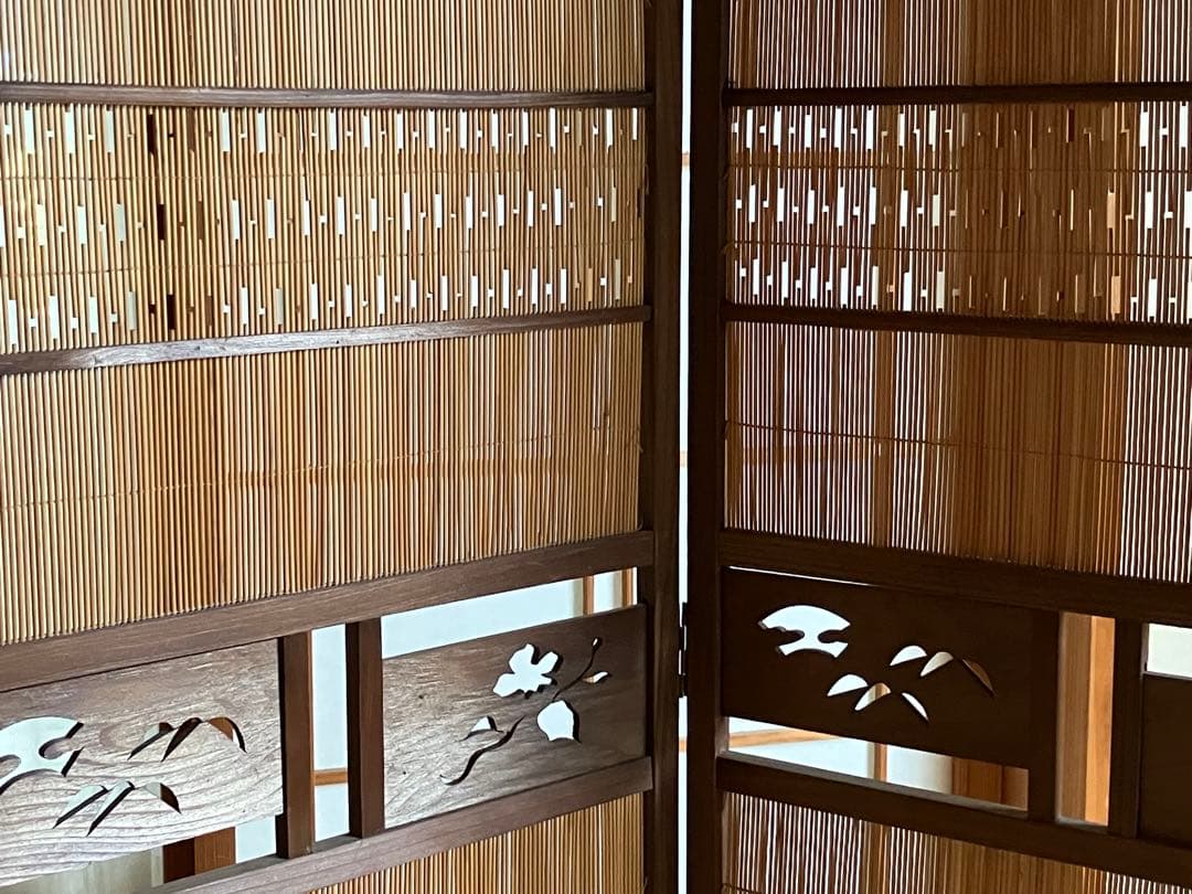 4連衝立 パーテーション 自然素材 希少 間仕切り 古民家 古道具 和美術