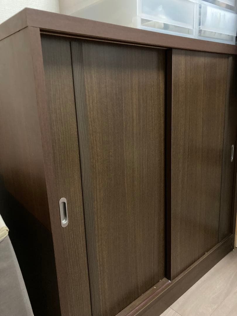 靴箱 玄関収納　ダークブラウン スライド式