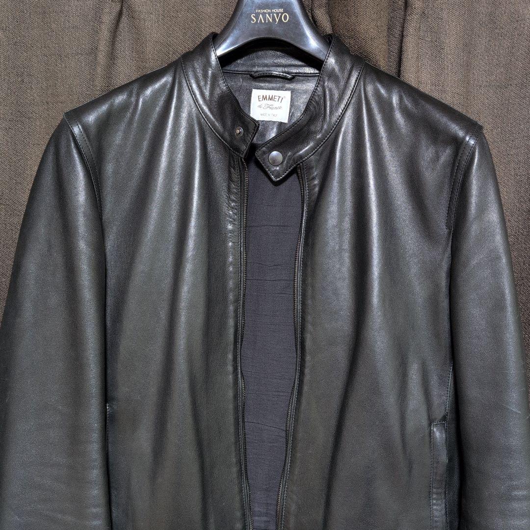 48サイズ EMMETI ラムレザー　シングル　ジャケット　黒　JURI