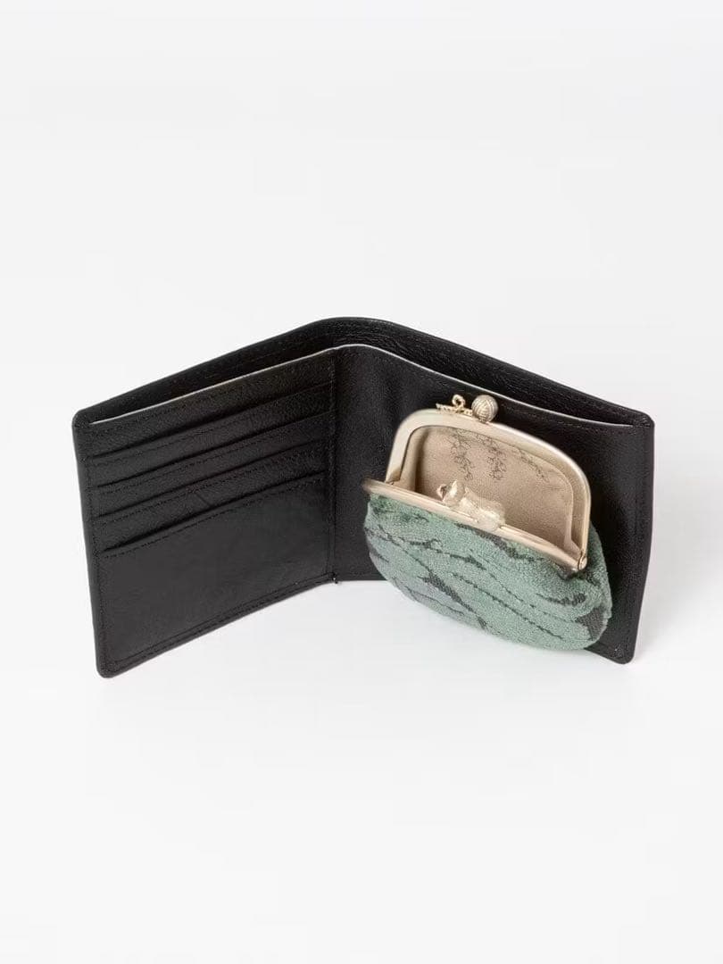 sakurayama 二つ折り　財布　黒　猫　がま口　即購入OK