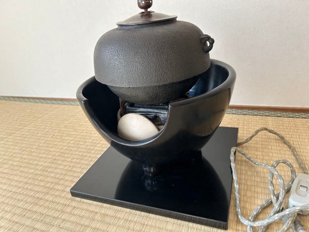 茶道　電気釜 黒色 鉄