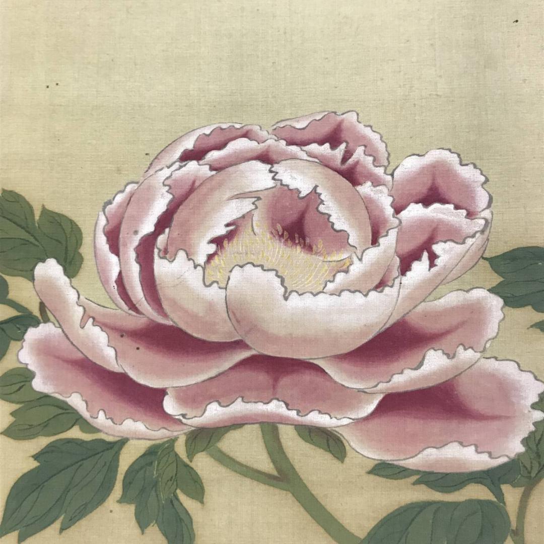 【模写】円山應挙/清風牡丹図/花図/横物/掛軸☆宝船☆AD-402