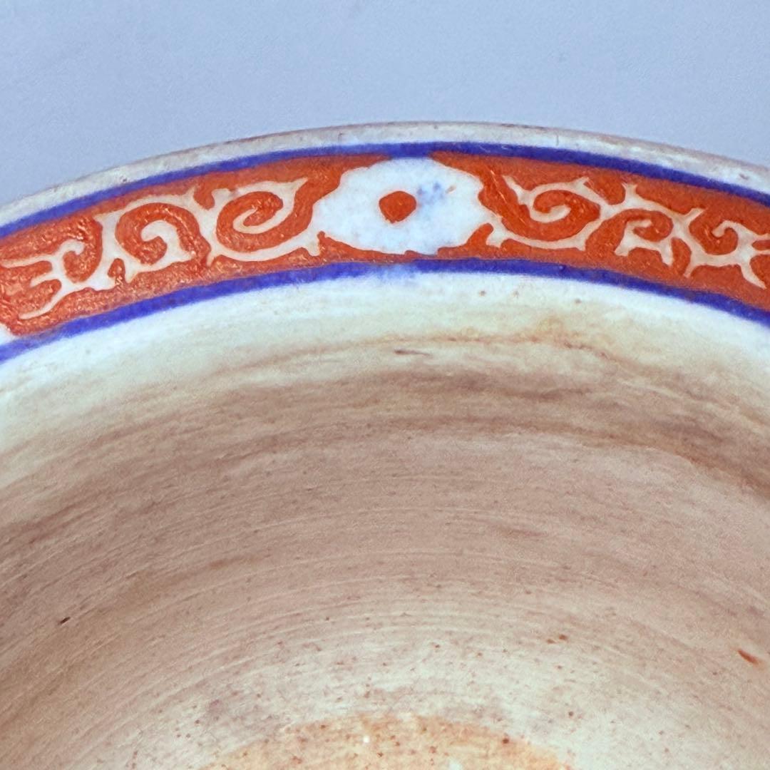 明治～大正期　輸出向　有田焼　色絵人物図　窓絵　アンティーク　植木鉢