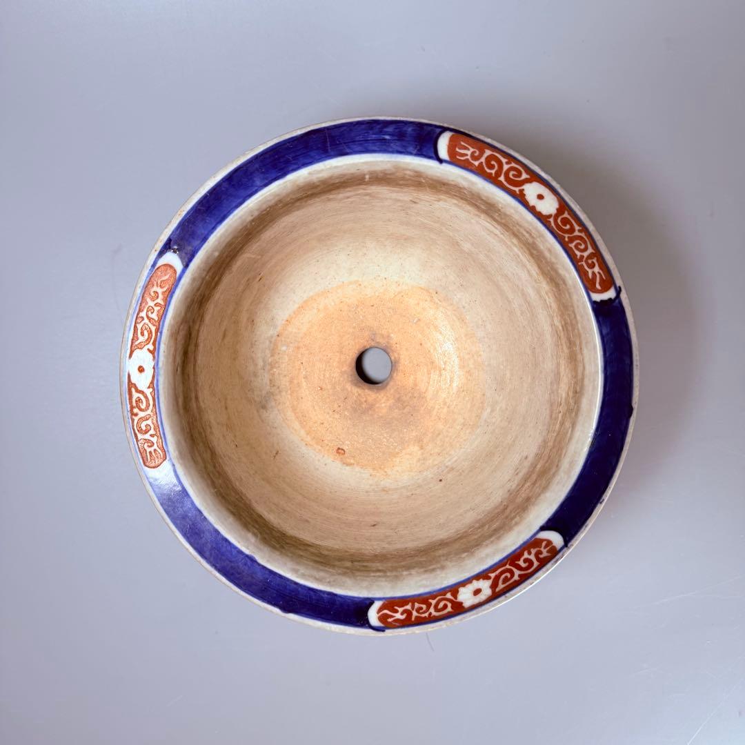 明治～大正期　輸出向　有田焼　色絵人物図　窓絵　アンティーク　植木鉢