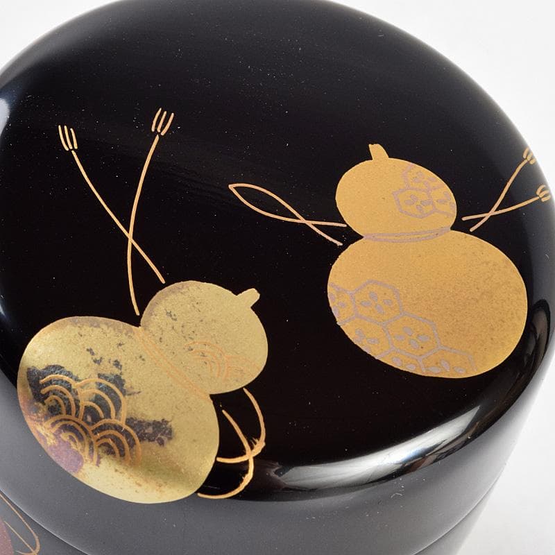 茶道具　越前蒔絵師　宮田宗景作　六瓢蒔絵　中棗　共箱　M　R9342