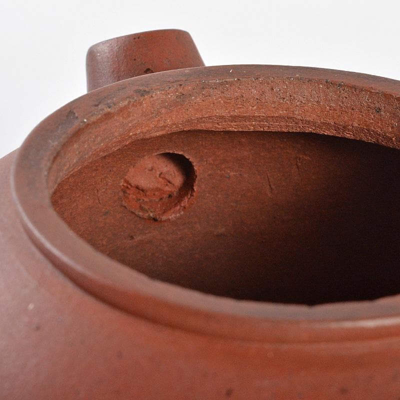 中国　紫砂　朱泥　急須　茶壷　在銘　仕覆・時代箱付　Y　R5938