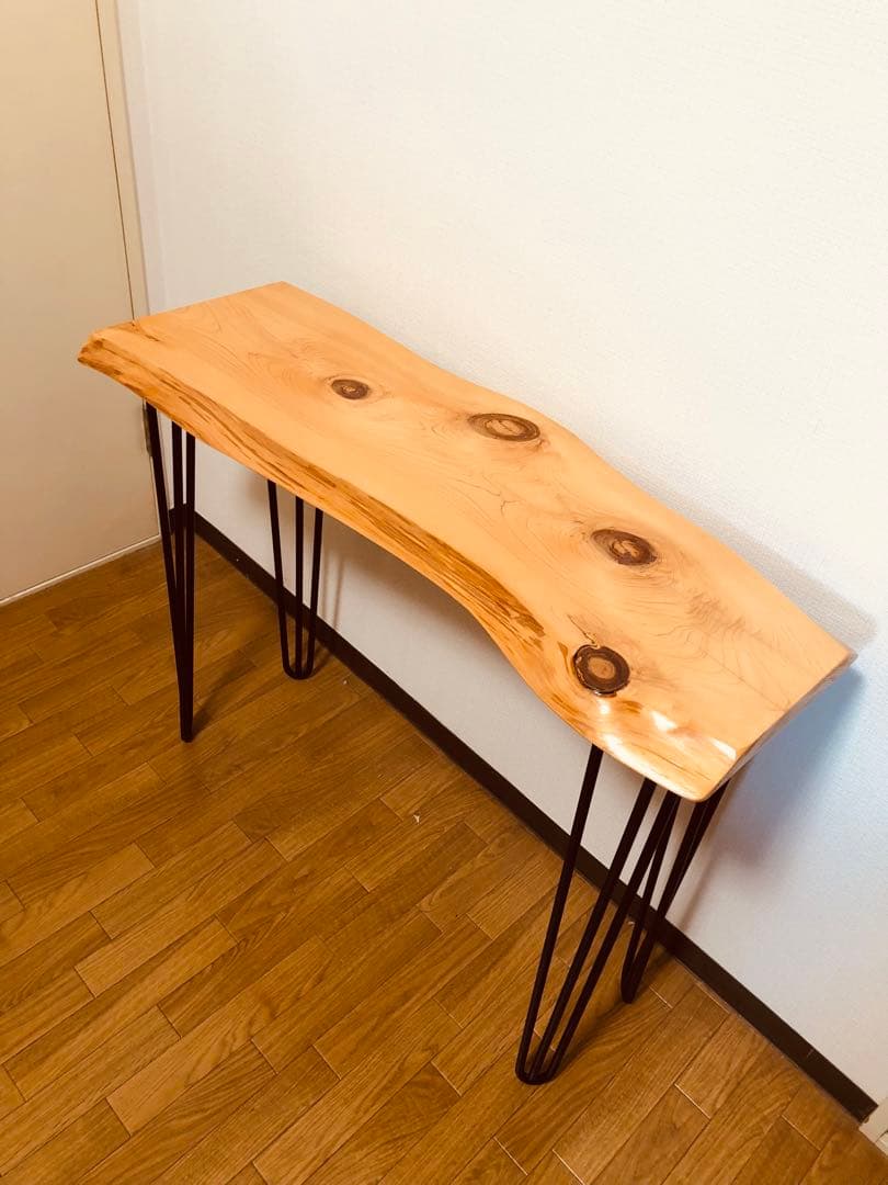 無垢材 1枚板 アイアン脚 インテリアテーブル PCテーブル 13kg
