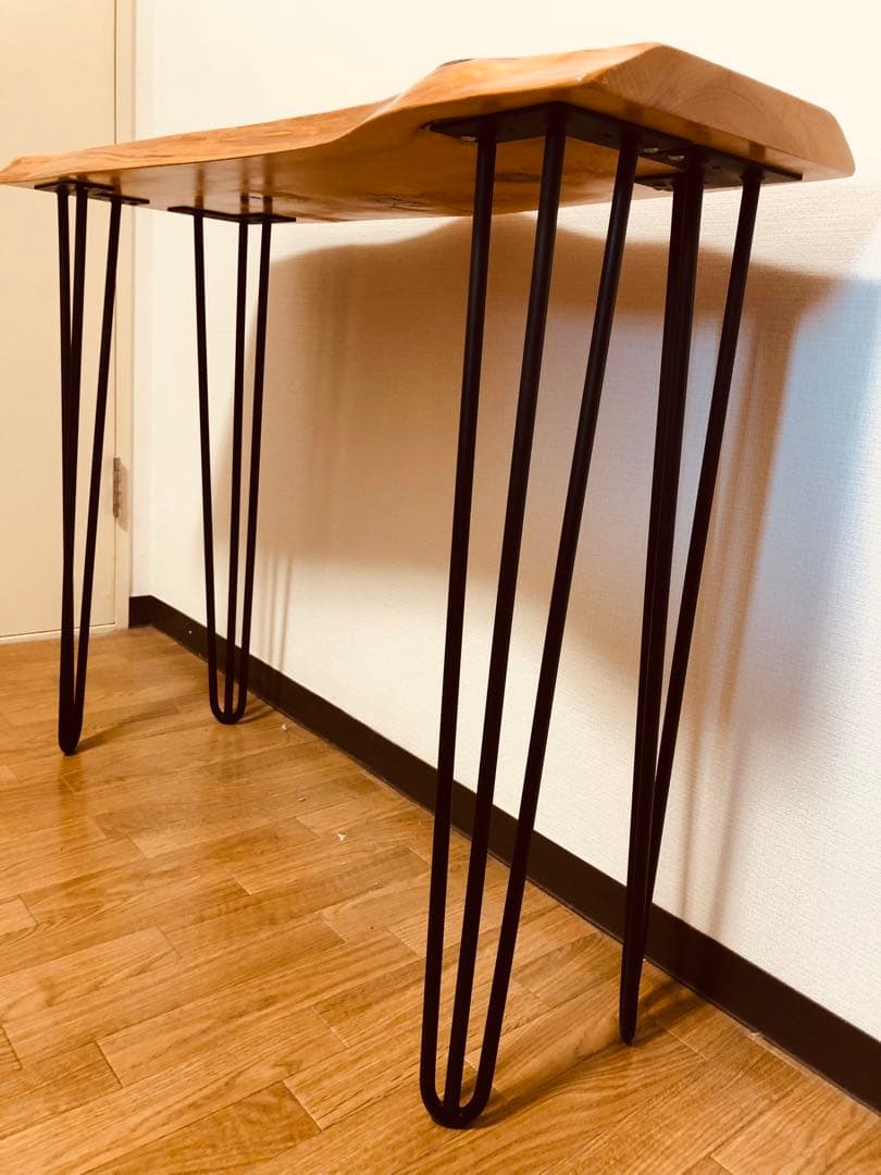 無垢材 1枚板 アイアン脚 インテリアテーブル PCテーブル 13kg