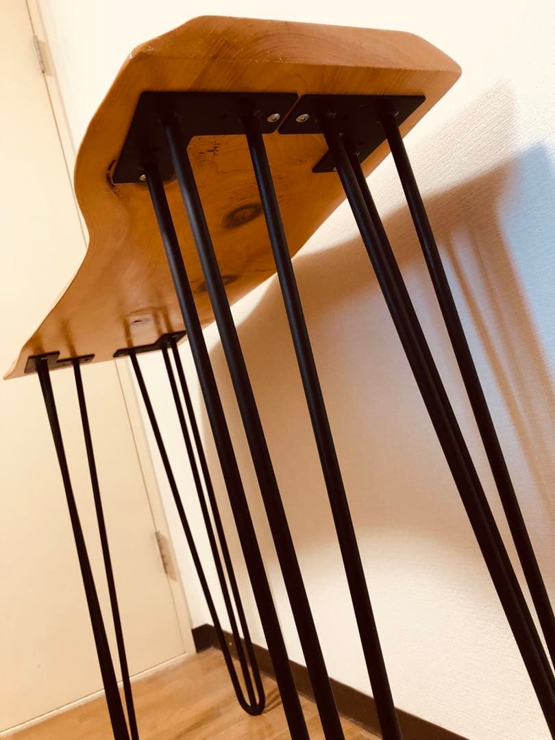 無垢材 1枚板 アイアン脚 インテリアテーブル PCテーブル 13kg