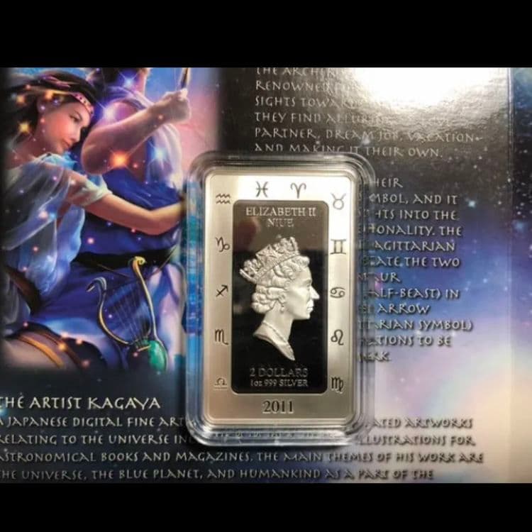 ニウエ 射手座　2ドル銀貨　2012年 星座 KAGAYA カラー銀貨