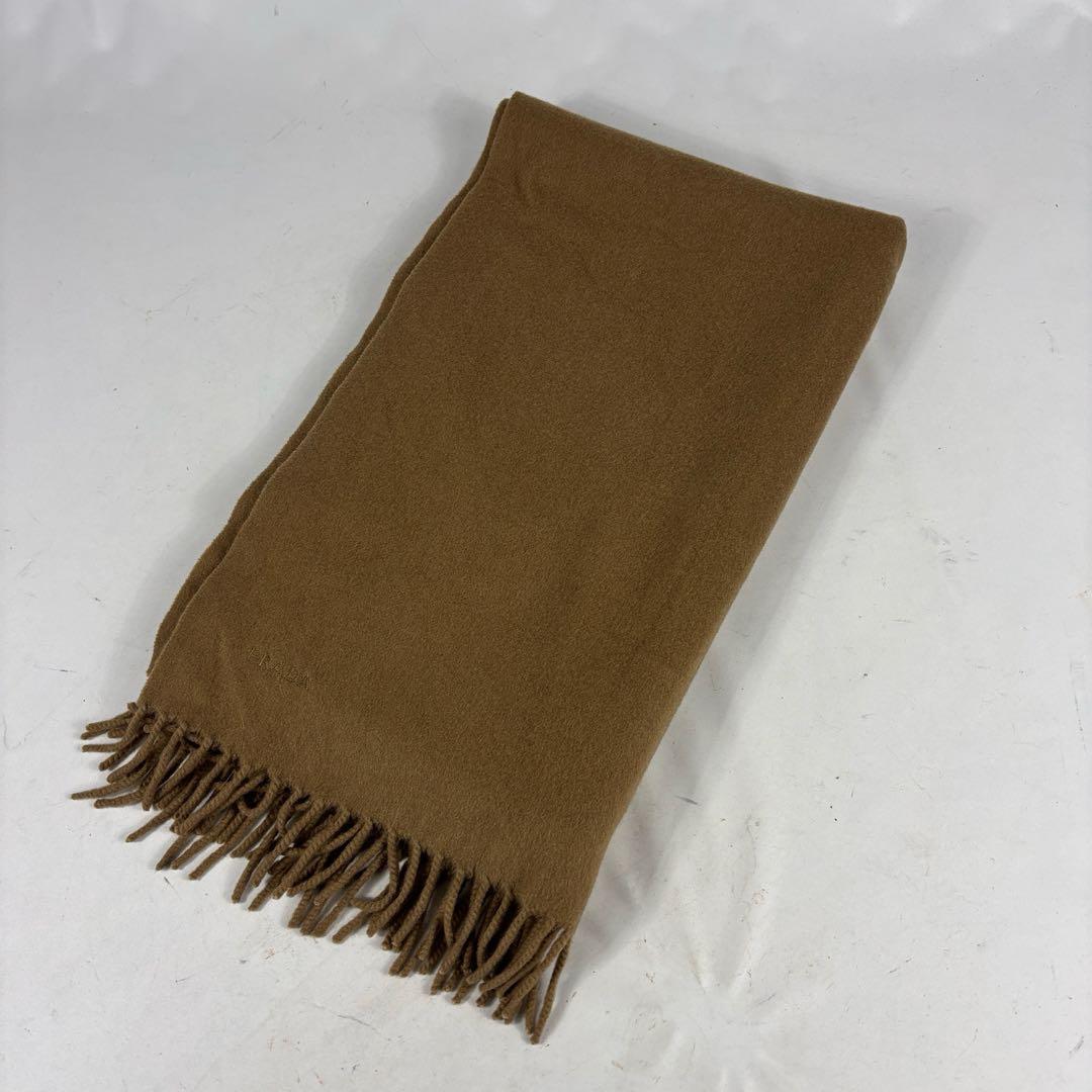 PRADA 　プラダ フリンジ付きマフラー 　ブラウン　イタリア製