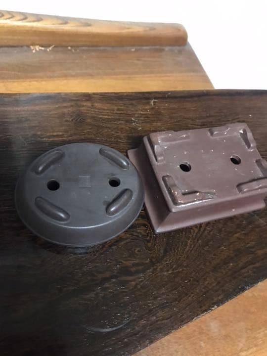 盆栽鉢　時代ミニ盆栽鉢中国宜興梨皮長方鉢楕円鉢2個セット小品盆栽鉢