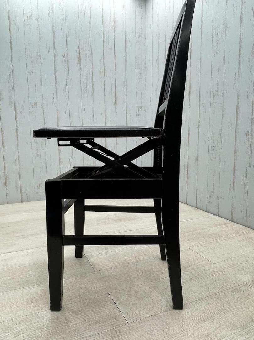 カワイ トムソン椅子 黒 高さ調整可能 ピアノ椅子 背もたれ KAWAI