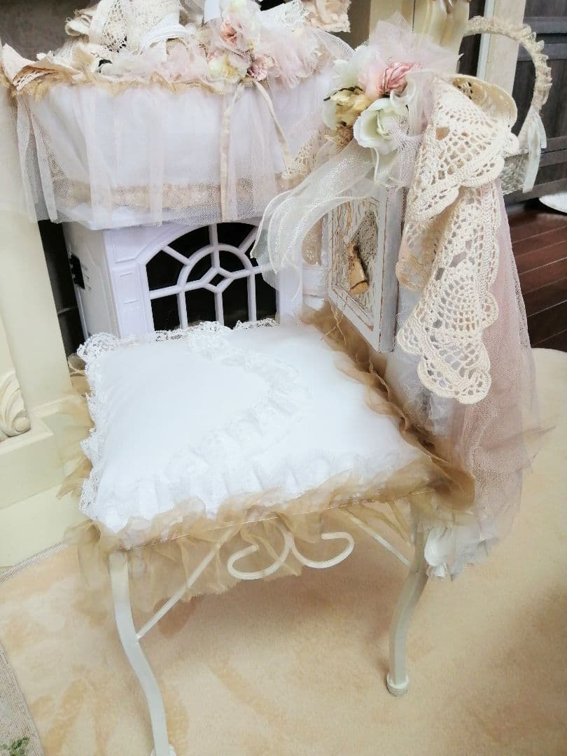 フリル♡レース♡アイアンドールチェア♡椅子♡薔薇♡