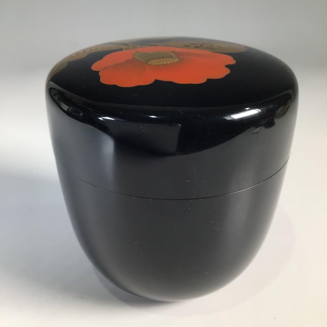 Ｎ７２７　棗　『輪島塗』『平野涛山作』『螺鈿』『椿蒔絵』『中棗』　共箱　茶道具