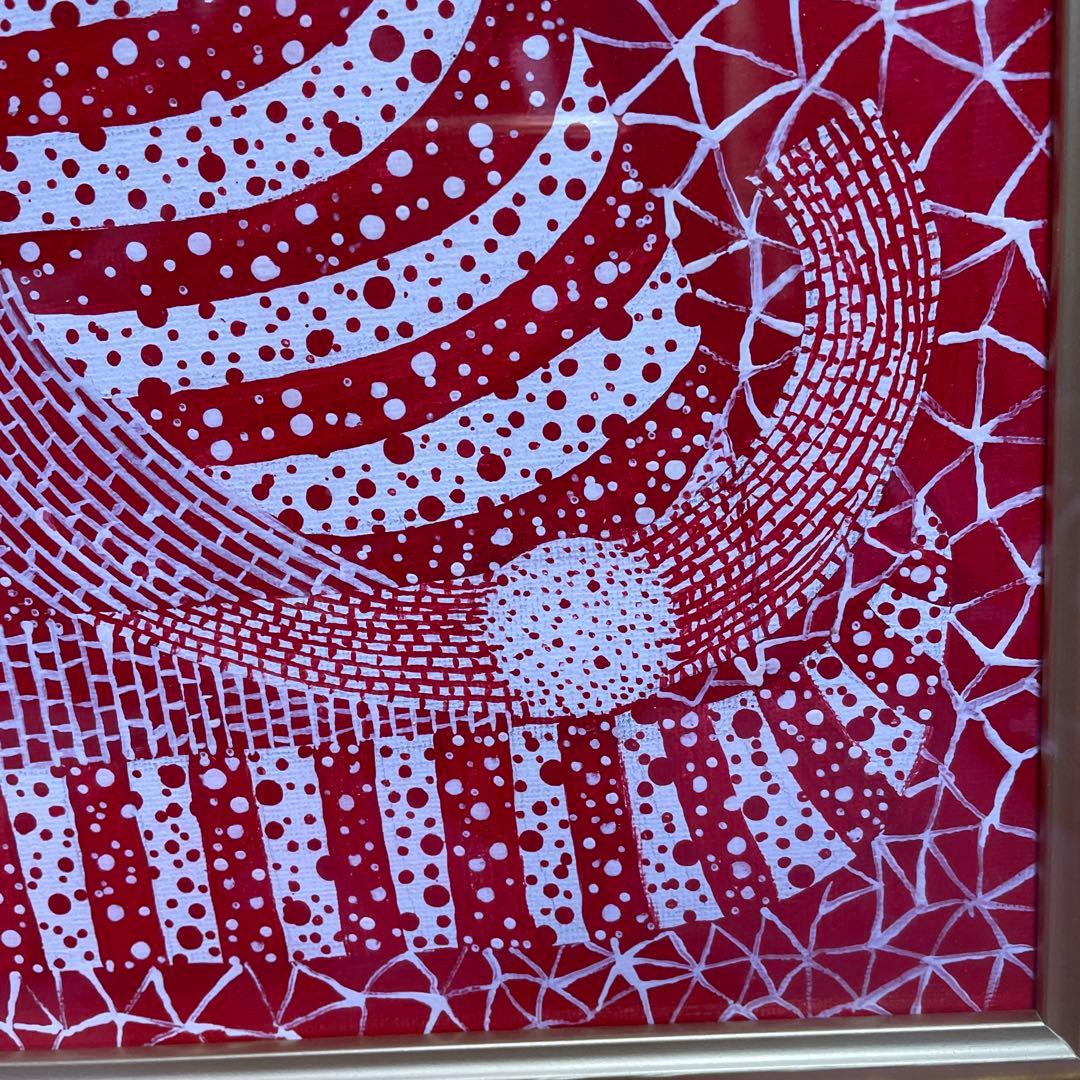 草間彌生　作品名　帽子　肉筆　サイン有　油彩　油絵　絵画　コレクション　額縁