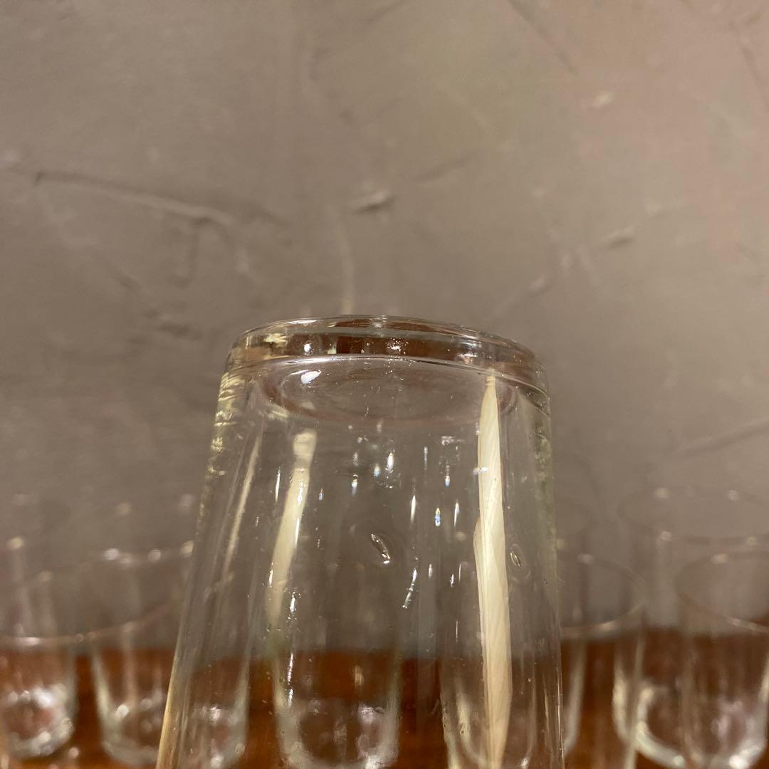 大正 昭和初期 骨董品 硝子コップ 未使用品 11客 透明 レトロ