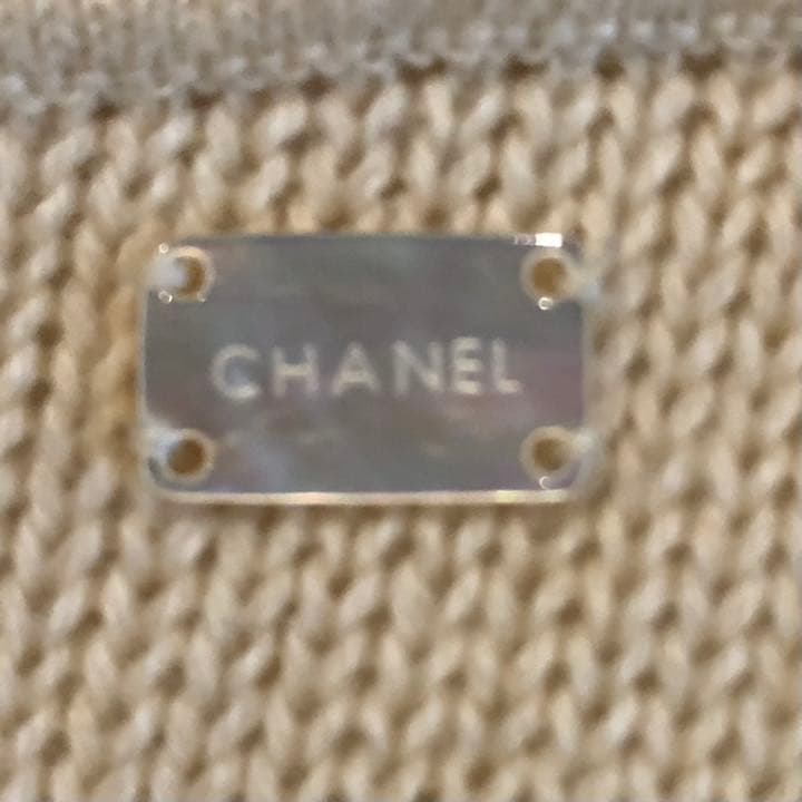 シャネル☆ ニットスカート　ロゴプレート付　ニットレース　カシミヤ　ヴィンテージ