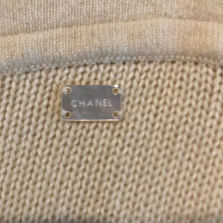 シャネル☆ ニットスカート　ロゴプレート付　ニットレース　カシミヤ　ヴィンテージ