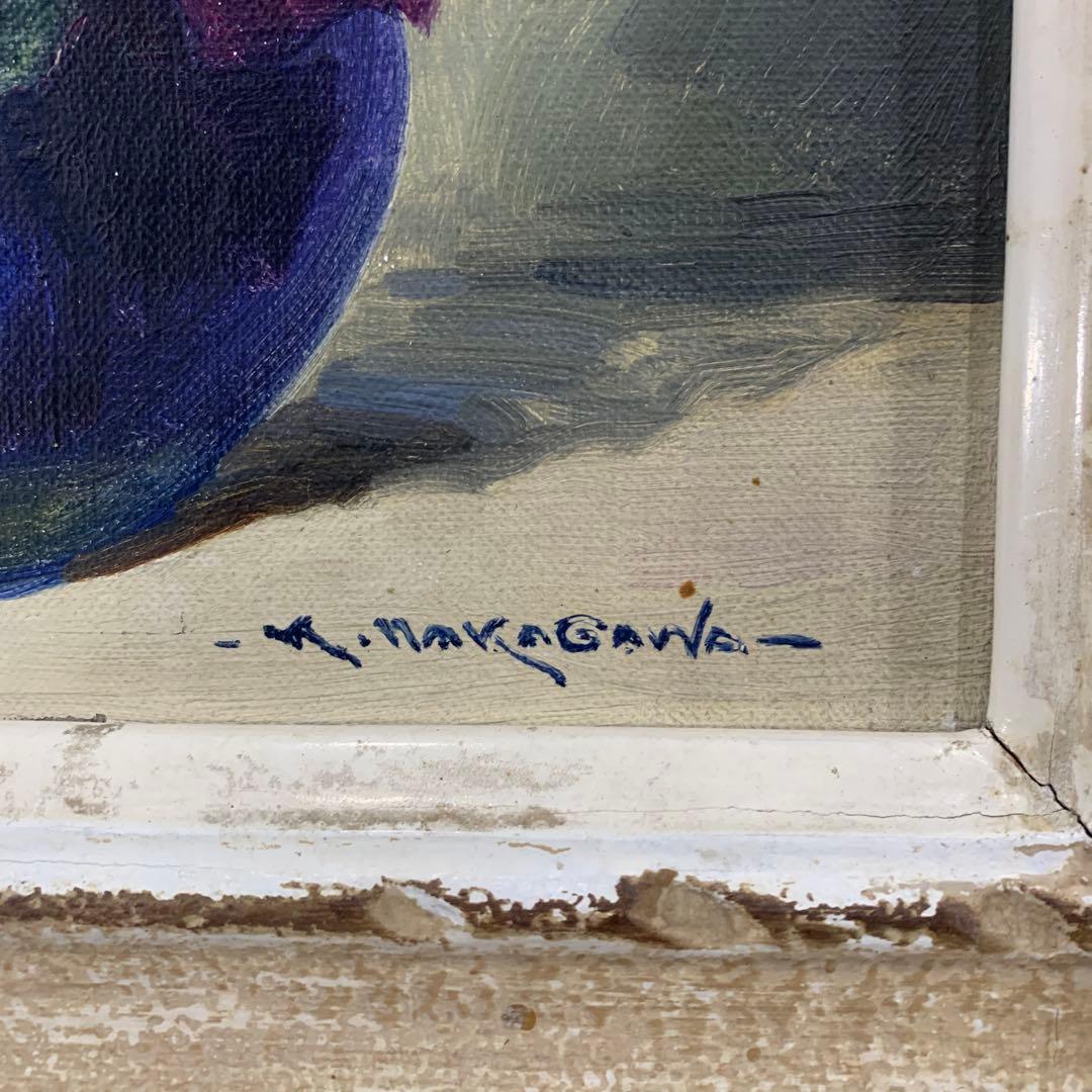 花瓶のバラ 油彩画