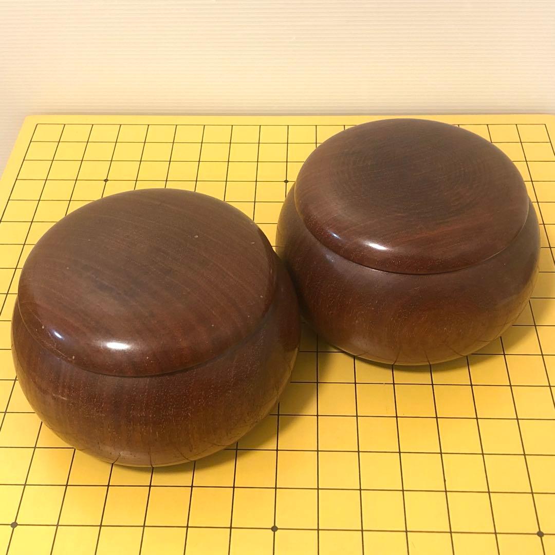 良品 高級碁笥・極厚蛤碁石セット　日向特製蛤碁石37号　那智黒 超特大平型碁笥