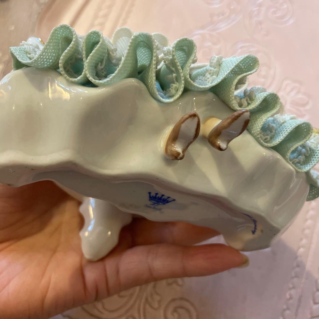 西ドイツの水色フリルドレスの陶器人形SALE‼️