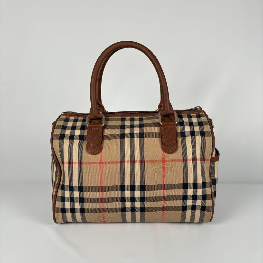 希少　月桂樹　バーバリーズ ハンドバッグ ミニボストン ノバチェック キャンバス