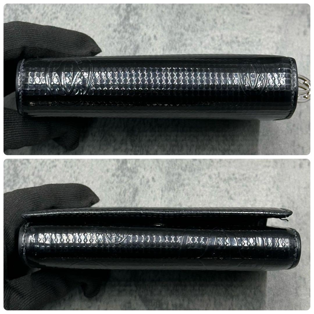 カルティエ ハッピーバースデー 二つ折り財布 エナメル レザー 黒 箱付き