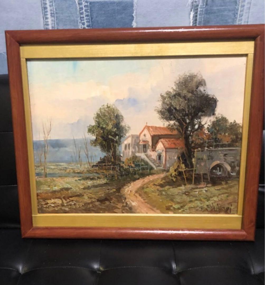 油彩画　E・RICCIARDI　リッチャルディ作品　LANDSCAPE　風景画