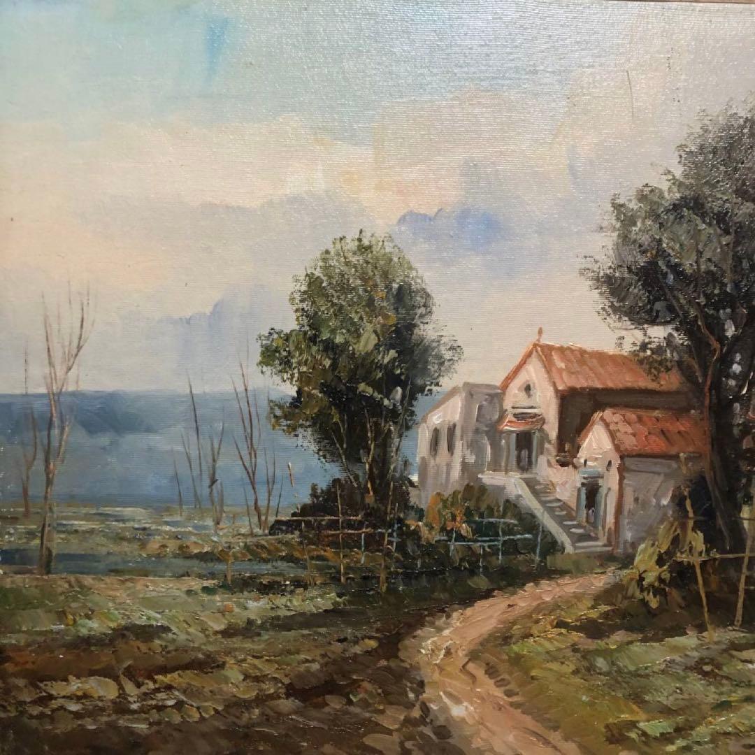 油彩画　E・RICCIARDI　リッチャルディ作品　LANDSCAPE　風景画