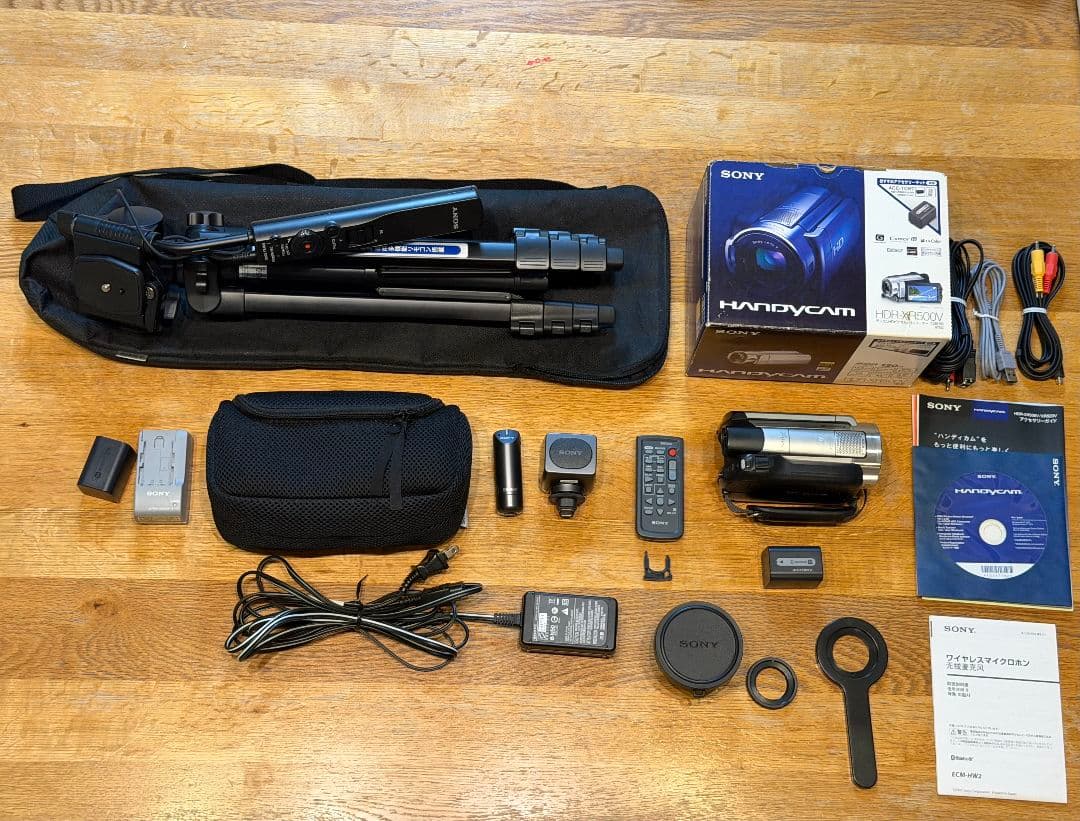 SONY HDR-XR500V ワイコン、マイク、リモコン三脚など付属