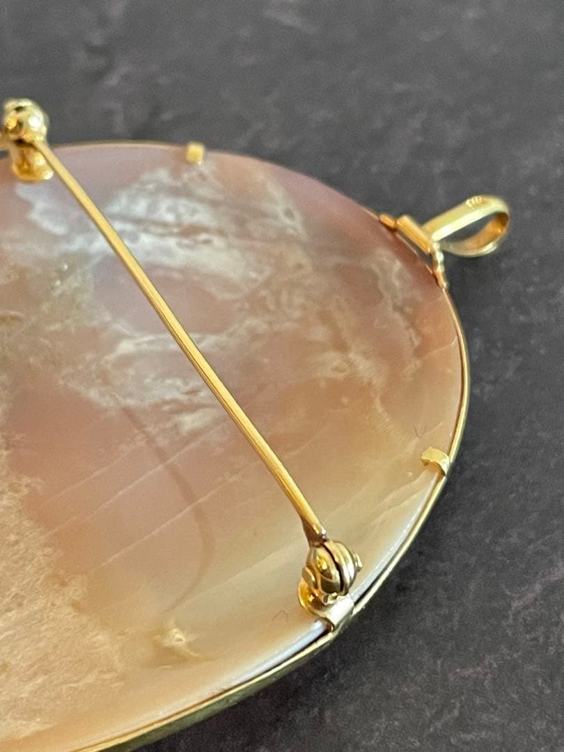 カメオ シェル ブローチ K18イエローゴールド 15g 貝殻