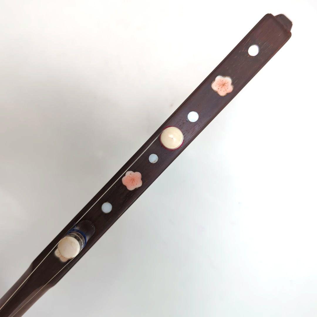 胡涵柔製作 最上級明清老紅木 未使用 螺鈿花 回紋頭 二胡5