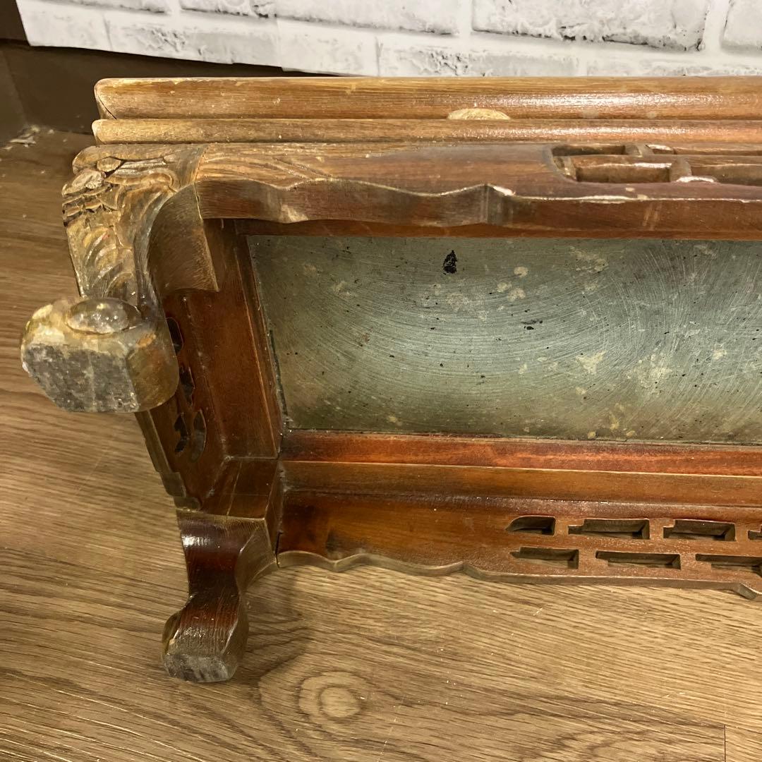 A-1 古道具 花台 飾り台 天然石 大理石 アンティーク 盆栽台 木彫り