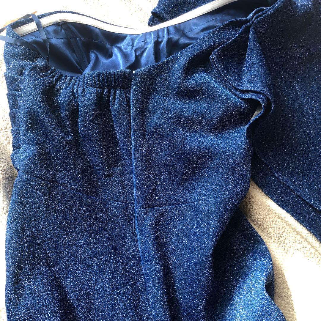 jean maclean 高級ロングドレス　ワンショルダー　ロイヤルブルー　ラメ