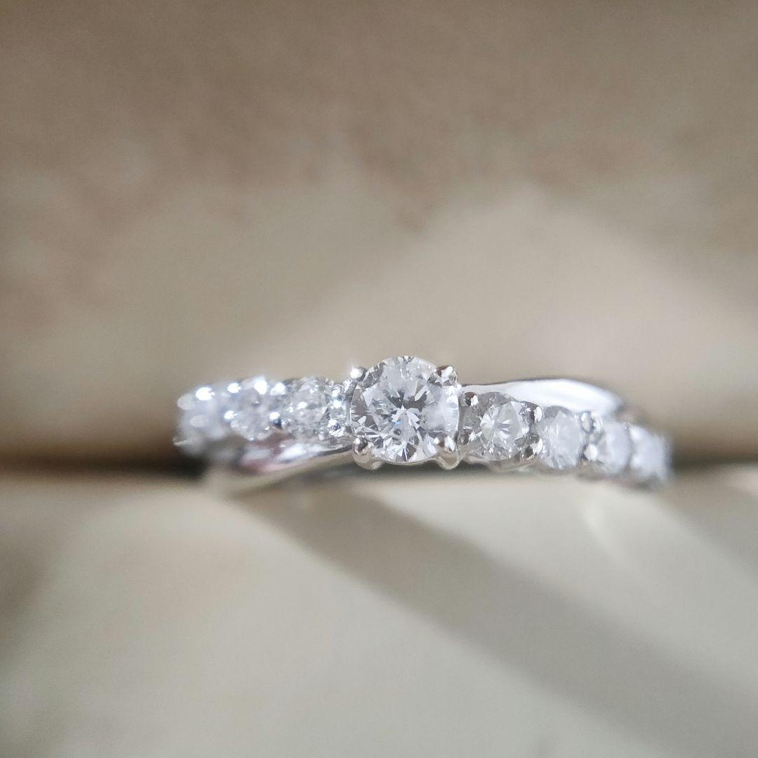 pt900 0.50ct エタニティリング ダイヤモンド ハーフエタニティ 8号