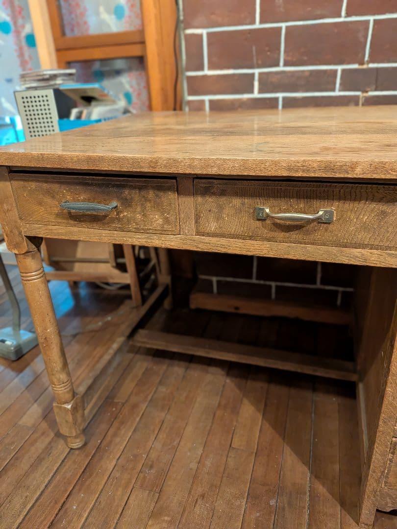 ヴィンテージ　アンティーク片袖机　ワークデスク