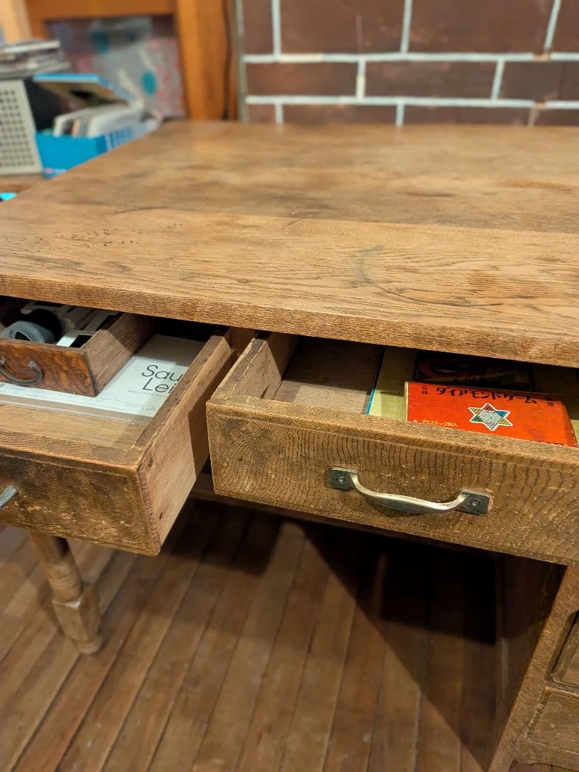 ヴィンテージ　アンティーク片袖机　ワークデスク