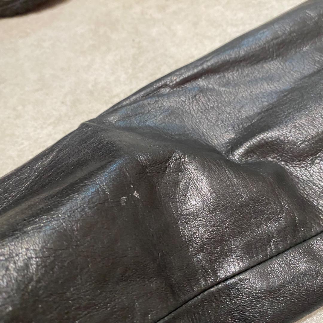 vintage ギミック ダブルジップ 牛革 シングルライダースジャケット 黒