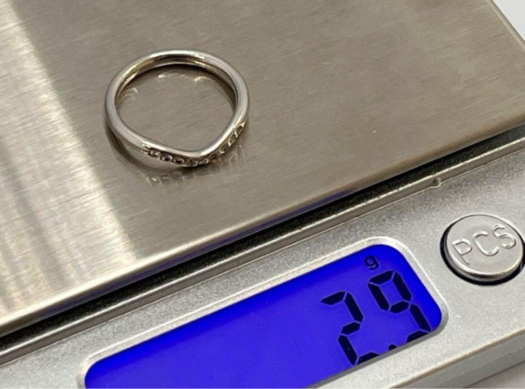 c664 ティファニー　カーブド　バンド　ダイヤ　9P プラチナ　リング　約5号