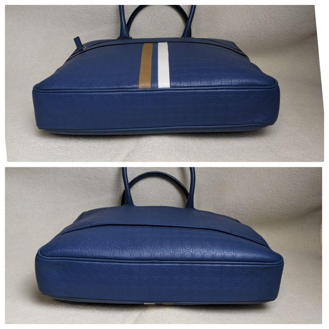 Ferragamo フェラガモ ガンチーニ ビジネスバッグ レザー 青