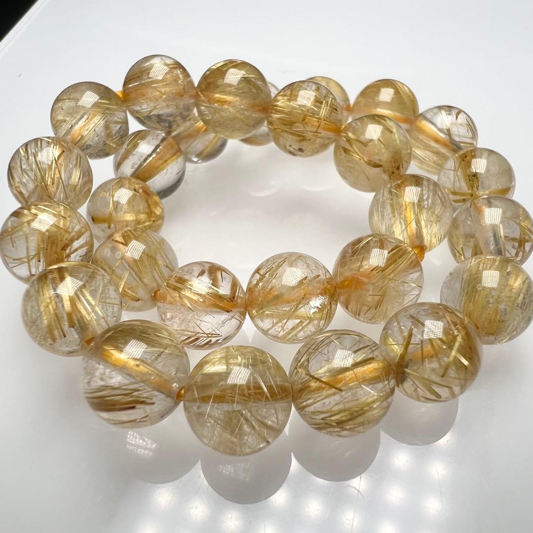 【73207】 高品質 ゴールドルチルクォーツ 6.6mm ブレスレット