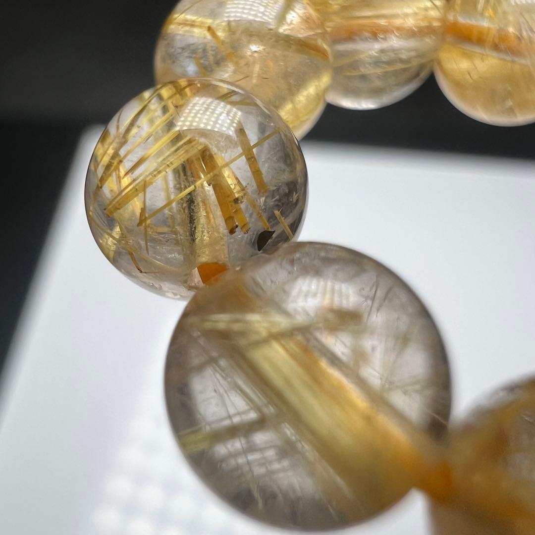 【73207】 高品質 ゴールドルチルクォーツ 6.6mm ブレスレット