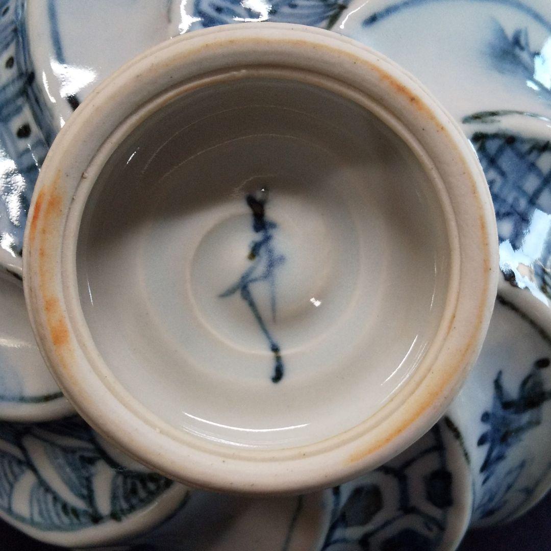 古染面取り祥瑞仙人文  向付揃