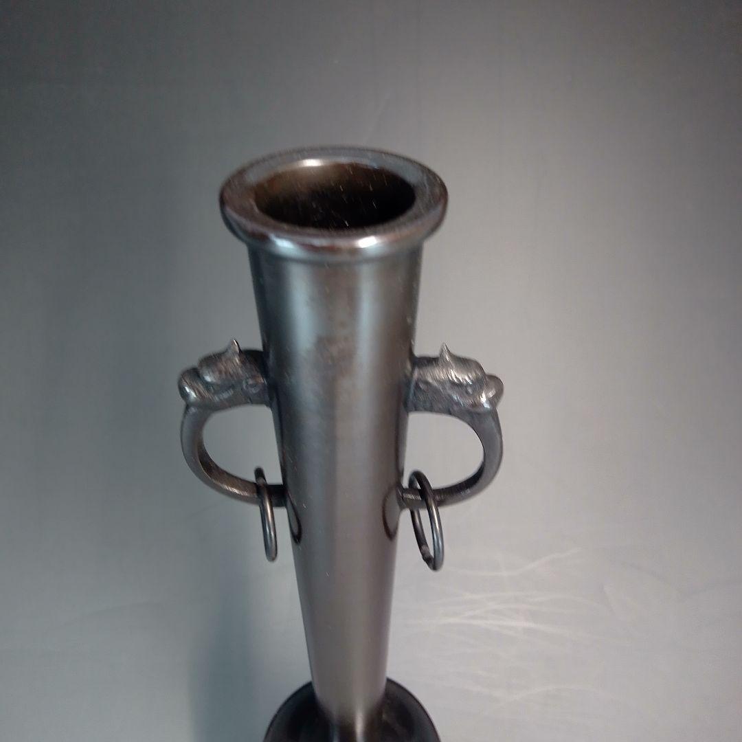 錆銅　青海波　花入