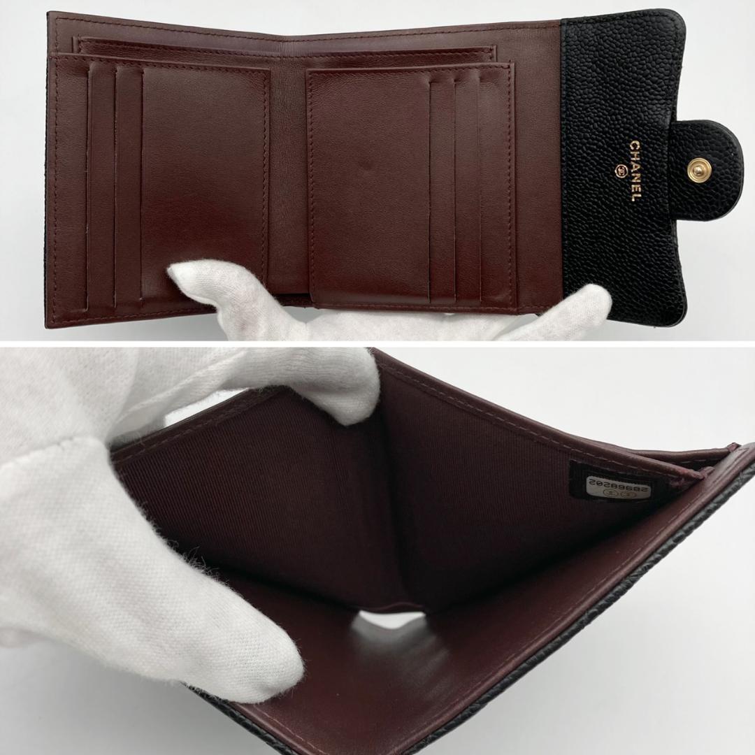 シャネル　クラシック　マトラッセ　三つ折り財布　キャビアスキン　670