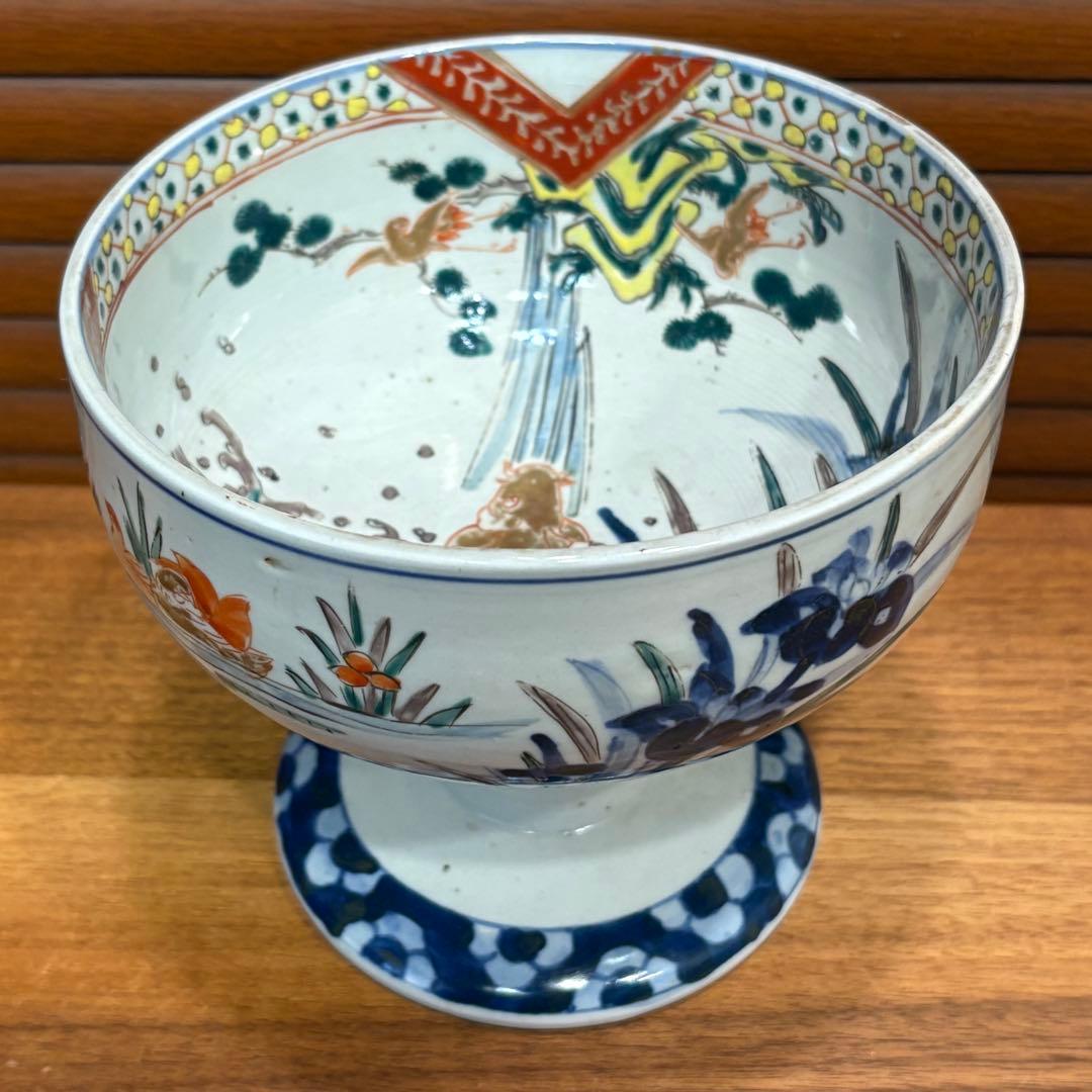 江戸時代　古伊万里　赤絵　鯉の滝登り　縁起物　杯