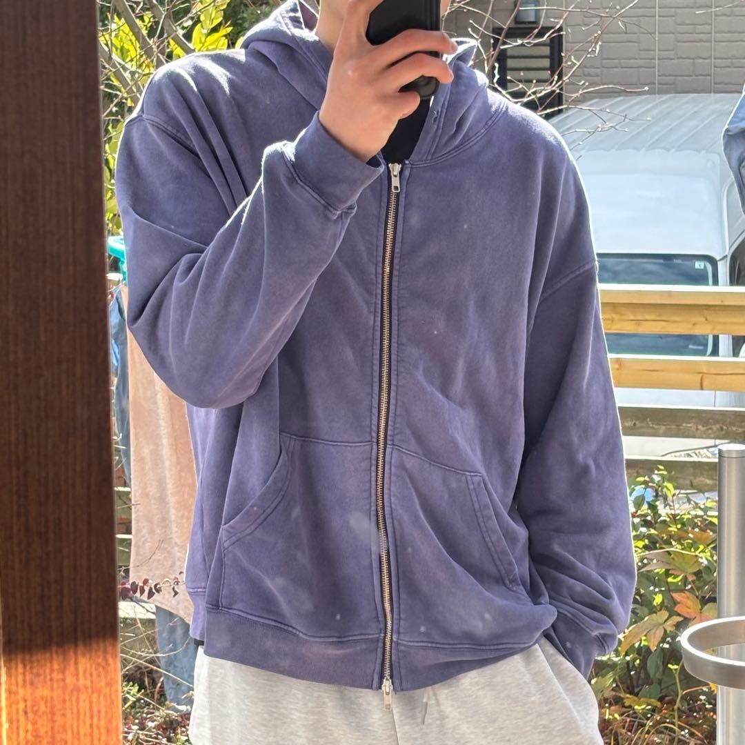 ナス紺 フェード 90s 00s vintage ダブルジップパーカー ボロ
